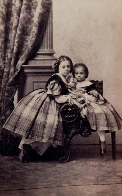Portrait of the Misses Stecka with a doll by Karol Beyer, 1862